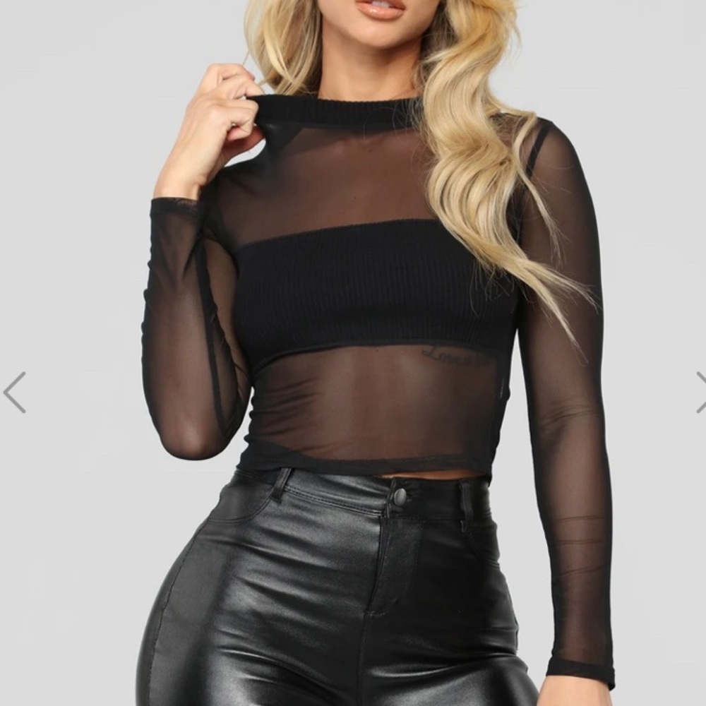 Mesh Long Sleeve Top - Size Small